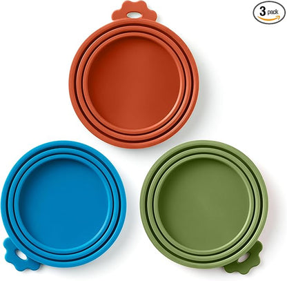 3 Pack Universal Pet Food Can Covers Lids by BasicHaus