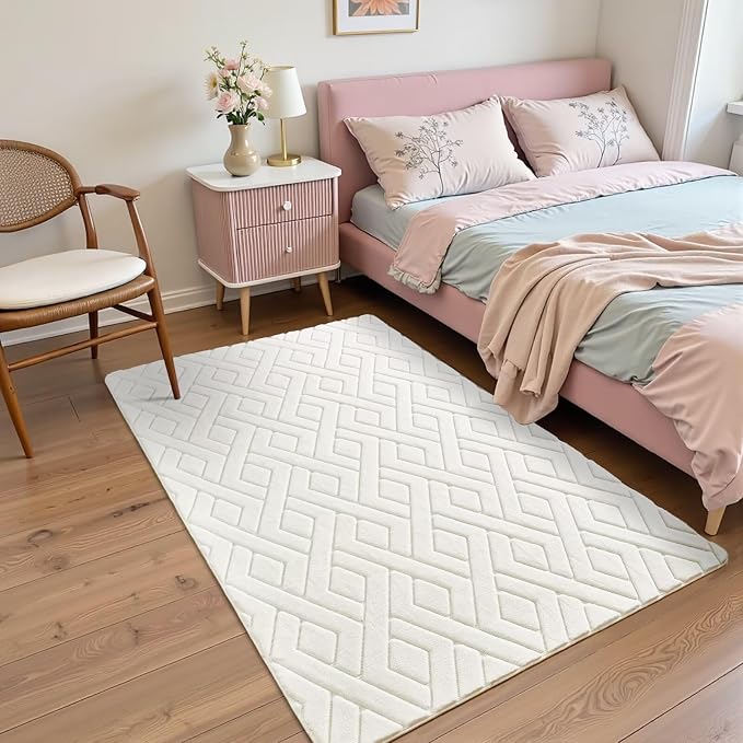 3x5 Cream White Washable Area Rug by VisittheFlagover