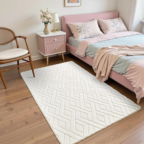 3x5 Cream White Washable Area Rug by VisittheFlagover