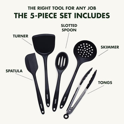 GreenPan 5 Piece Cooking Utensil Set, Flexible Nonstick Silicone, Stain-Free - Image 5