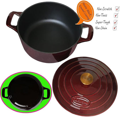 La Cuisine Enameled Cast Iron Dutch Oven Casserole Dish Pot - Image 2