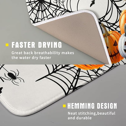 Giwawa Happy Halloween Dish Drying Mat 16"x18" Spooky Colorful Pumpkins - Image 3