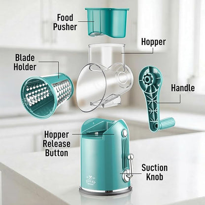 Zulay Kitchen Rotary Cheese Grater 5 Blade Cheese Shredder - Image 9
