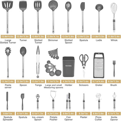 Kitchen Utensil Set-Silicone Cooking Utensils-33 Kitchen Gadgets & Spoons - Image 2