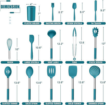 E-far 14 Pieces Silicone Cooking Utensils Set, Kitchen Utensils Set - Image 2
