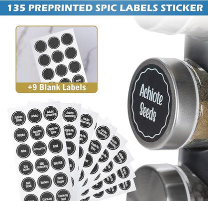 Tianifa Black Countertop Revolving Spice Rack, Empty 20-Jars Rotating Spice - Image 4