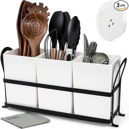 Czlizdyt Large Kitchen Utensil Holder, Drainage Utensil Caddy by CZLIADYT