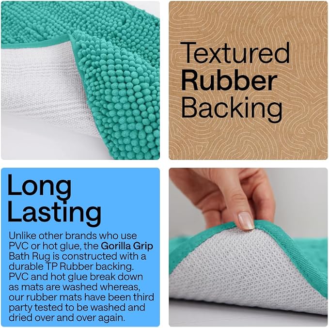 GORILLA GRIP Bath Rug Mat 36x24, Soft Absorbent Chenille, Quick Dry Microfiber - Image 3