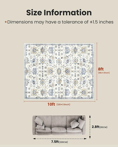 AMADA HOMEFURNISHING Washable Area Rug, Low-Profile Large Area Rug - Image 2