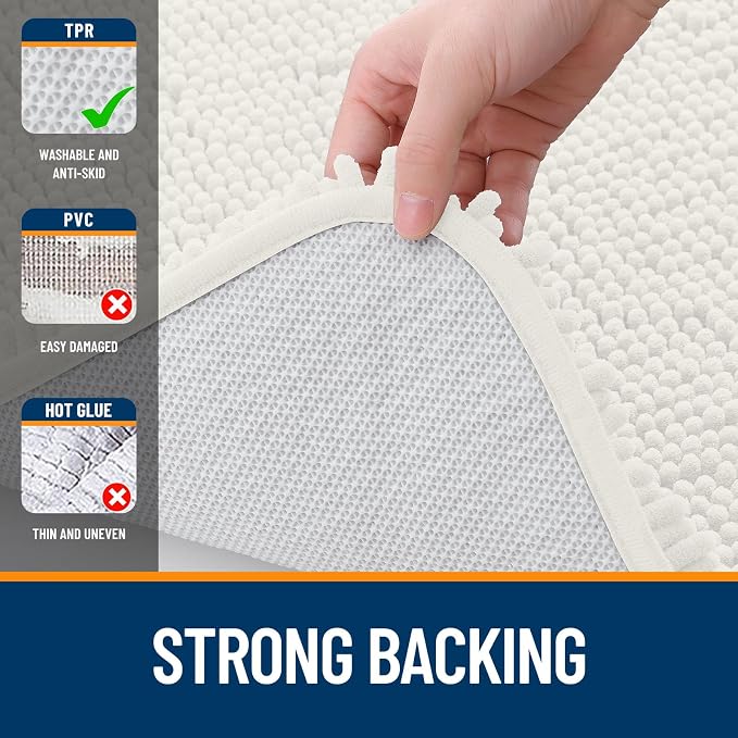 OLANLY Bathroom Rugs 30x20, Extra Soft Absorbent Chenille Bath Rugs, Rubber - Image 6