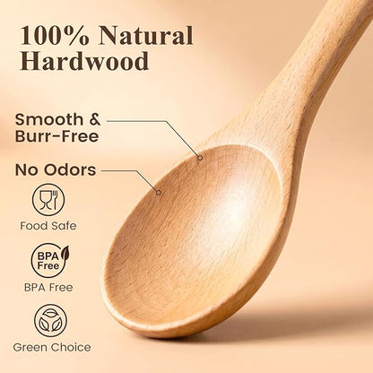 HAKSEN 6PCS Wooden Spoon Set, Oval Wooden Mixing Spoons Long Handle Spoons - Image 6
