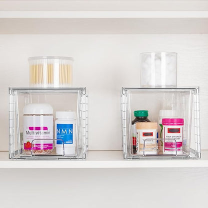 Vtopmart 4 Pack Large Stackable Storage Drawers, Easily Assemble Acrylic - Image 7