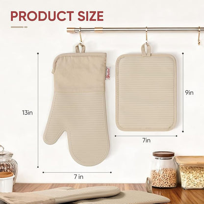 YUTAT Silicone Oven Mitts and Pot Holders Set, High Heat Resistant Up to 500 - Image 4