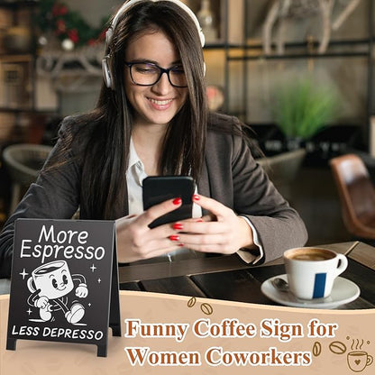 Coffee Signs for Coffee Station More Espresso Less Depresso Inspirational - Image 4
