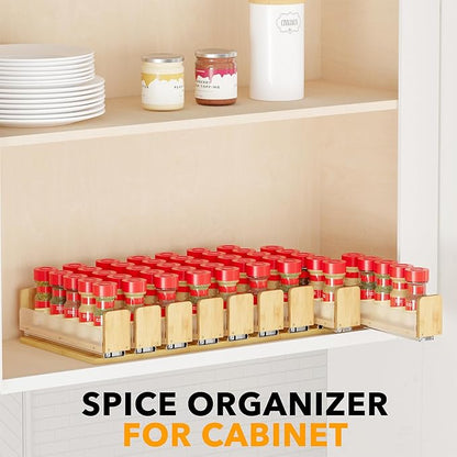 SpaceAid Bamboo Pull Out Spice Rack Organizer - Image 6