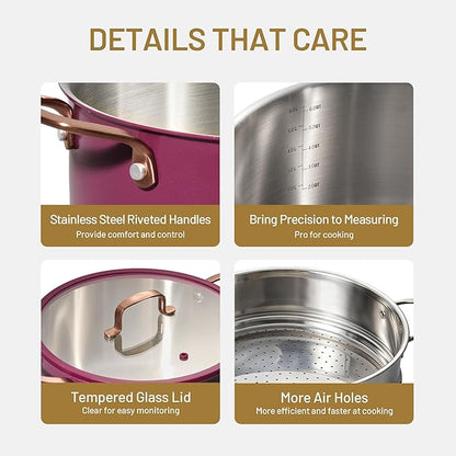CAROTE 8QT Full Clad Tri Ply Stainless Steel Stock Pot - Image 4