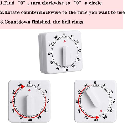 Weewooday 2 Pieces 60 Minute Visual Kitchen Timer Hour Mini Countdown - Image 5