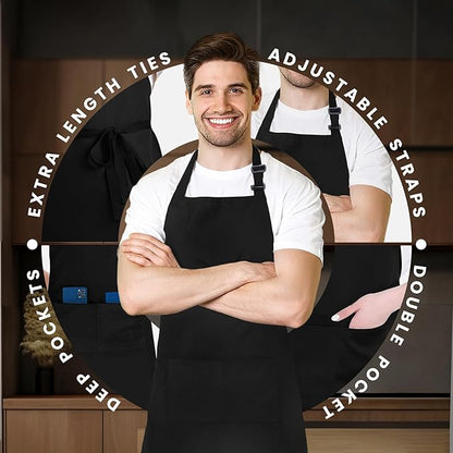 Adjustable Bib Apron 100% Polyester Kitchen Aprons Waterdrop Resistant Aprons - Image 4