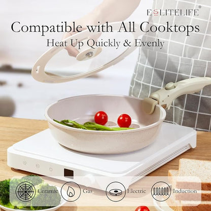 ESLITE LIFE Nonstick Ceramic Frying Pans Skillets Set - Image 6
