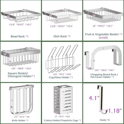 PUSDON Over Sink Dish Drying Rack Stainless Steel, Adjustable Large Dish Drainer - Image 7
