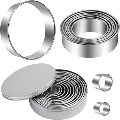 Round Cookie Cutters Set 12 Pieces Bistcuit Cookie Cutters Circle Pastry by Winerming