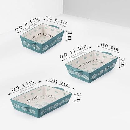 Wisenvoy Baking Dish Ceramic Lasagna Pan Casserole Dish 3-Piece Bakeware Sets - Image 2