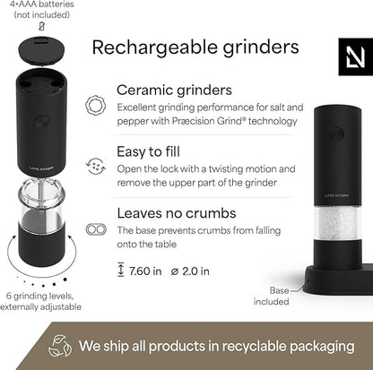 LARS NYSØM Electric Salt and Pepper Grinder Set I Automatic Salt and Pepper - Image 4