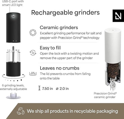 LARS NYSØM Electric Salt and Pepper Grinder Set I Automatic Salt and Pepper - Image 4
