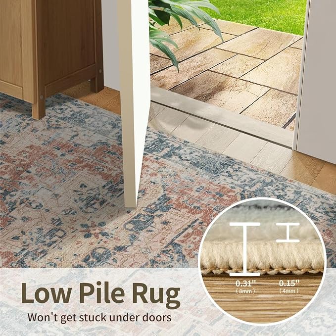 Rugxara 9x12 Area Rugs for Living Room Bedroom, Large Washable Rug, Coral - Image 6