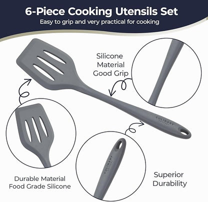 Culinary Couture Grey Silicone Kitchen Utensils Set of 6, Non-Stick - Image 2