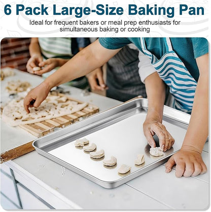 TeamFar Baking Sheet Pan, 6 Pack Stainless Steel Half Size Baking Pans Set - Image 5
