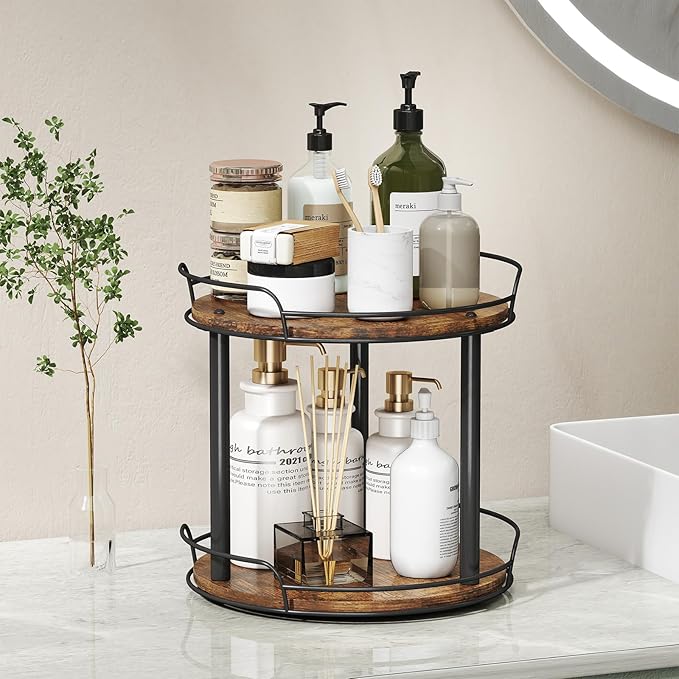 LAMU 12'' Wood Lazy Susan Turntable Organizer - Image 9