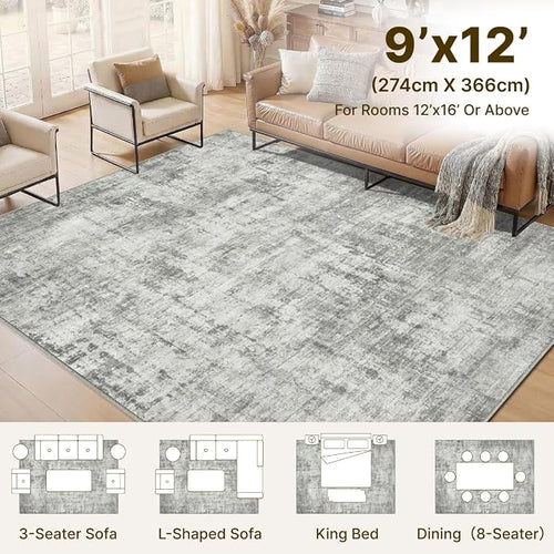 9x12 Area Rugs Washable Living Room Rug-No Slip Soft Carpets Modern Abstract - Image 2