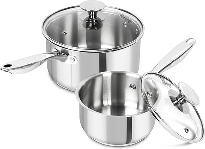 MICHELANGELO Stainless Steel Saucepan Set, 1QT & 3QT Saucepans by Michelangelo