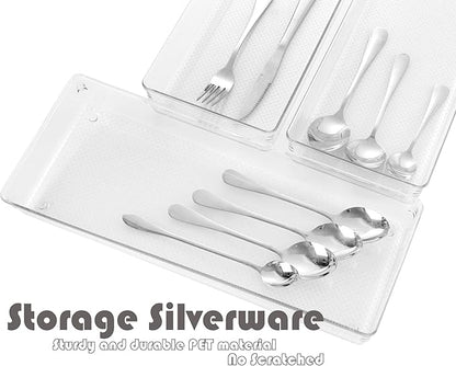 3 Pack Large Clear Plastic Drawer Organizer Tray Cutlery Utensil Makeups Drawer - Image 4