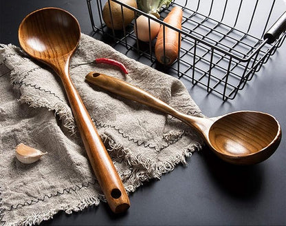 2 Pcs Wooden Spoon Ladle for Cooking Spoons Best Non Toxic Kitchen Tools -14 - Image 6