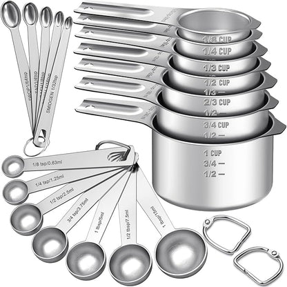 EWFEN Measuring Cups and Spoons Set, 7 Stainless Steel Nesting Measuring Cups & by EWFEN