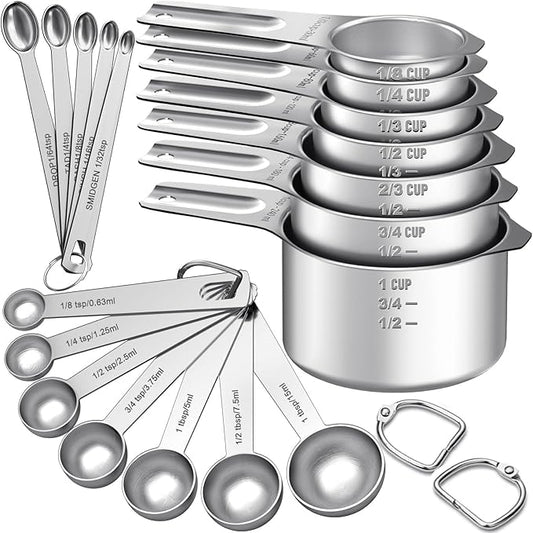 EWFEN Measuring Cups and Spoons Set, 7 Stainless Steel Nesting Measuring Cups & by EWFEN