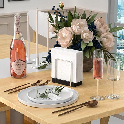 Napkin Holder for Table, Bamboo Iron Standing Napkin Dispenser for Kitchen - Image 2