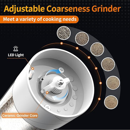 2Pack Electric Salt and Pepper Grinder Set USB Rechargeable - Image 3