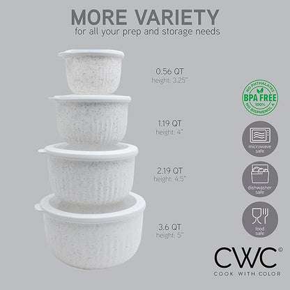 COOK WITH COLOR Prep Bowls with Lids- Wide and Deep Nesting Plastic Small - Image 4