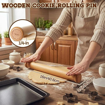 Chengu Wooden Cookie Rolling Pin 1/4-in. Fixed Depth Rolling Pins - Image 2