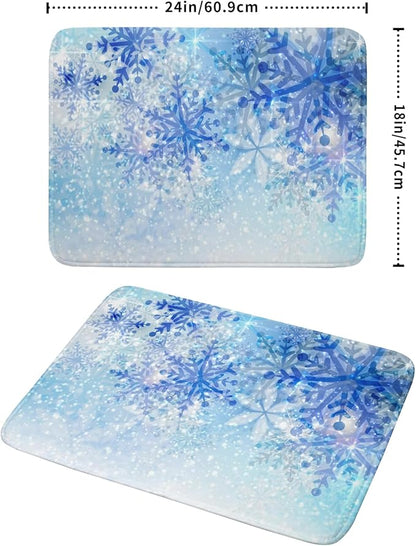 Giwawa 18"x24" Winter Blue Snowflakes Dish Drying Mat Christmas Snow Falling - Image 2