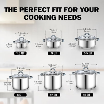 Cook N Home 3-Quart Stainless Steel Pot, Small Stock Pot - Image 2