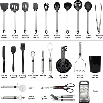 Silicone Kitchen Utensils Set 33 PCS Heat Resistant Food Grade Silicone - Image 2