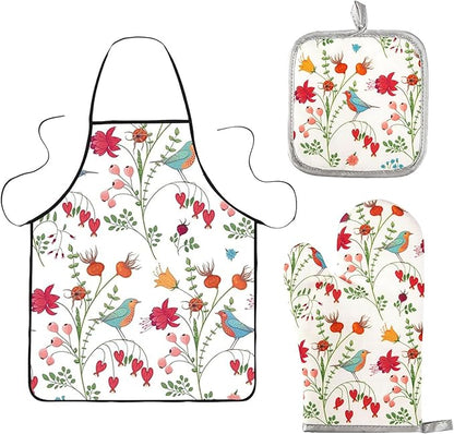 3 Pcs Kitchen Stuff, Kitchen Oven Mitts and Pot Holders Sets by Qchengsan