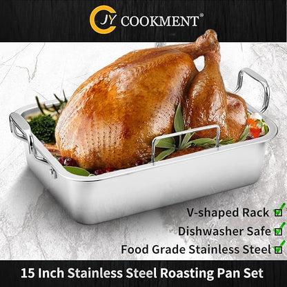 15 Inch Stainless Steel Roasting Pan - Image 3