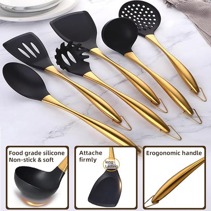 Kitchen Utensils Set, Large Non-stick Silicone Cooking Utensils Set 6 Pcs - Image 2