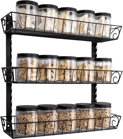 SWOMMOLY Adjustable Wall Mount Spice Rack, 3-Tier Dual-use Organizer by SWOMMOLY