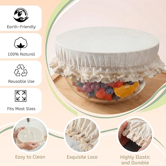 Set of 4 Reusable Cotton Bowl Covers - Image 3